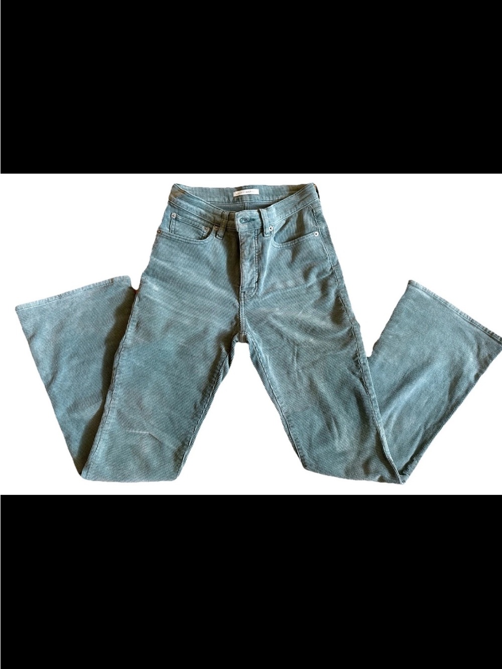 Lucky Brand High Rise Stevie Flare Corduroy Sage Green 4/27 R Like New